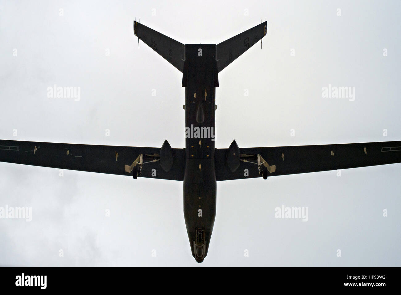 Abu Dhabi, United Arab Emirates. 20th Feb, 2017. A U.S. Air Force RQ4 Global Hawk UAV descends