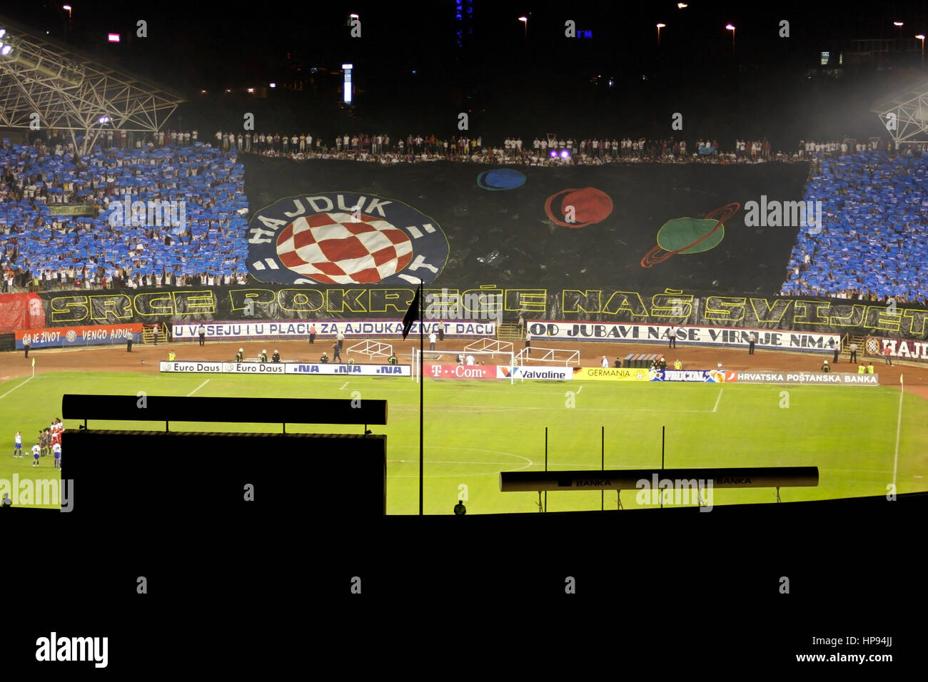 Hajduk Split Torcida football fans choreography before the game in Split, Croatia  Photo taken on: August 28th, 2008 Stock Photo