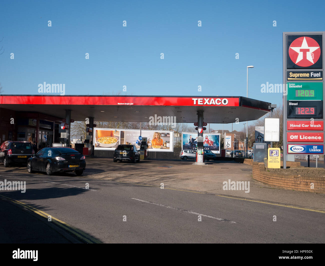 A Texaco petrol station forecourt Stock Photo