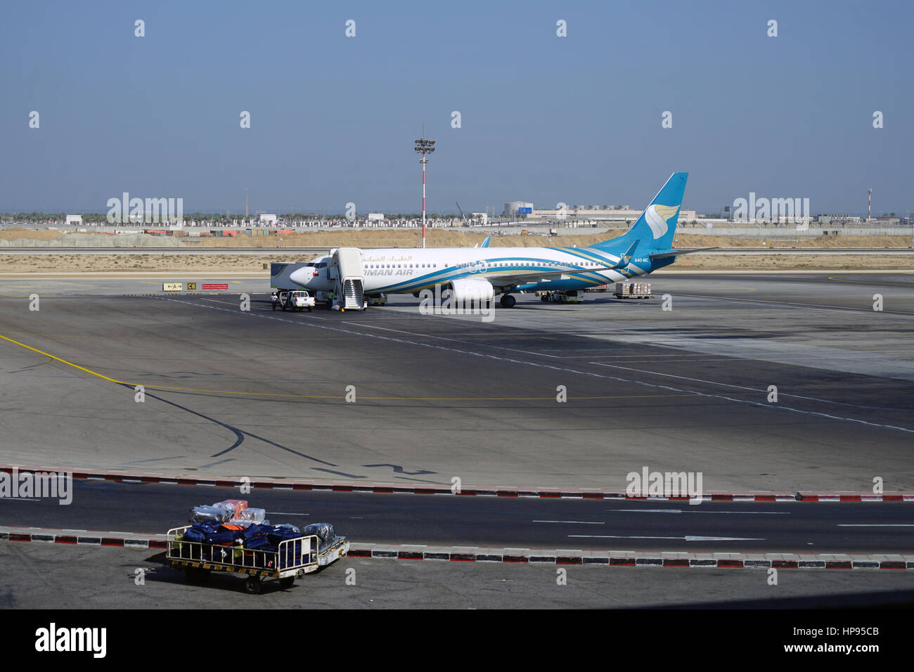 View of the Muscat International Airport (MCT), formerly Seeb International Airport. It is the main airport in Oman and the hub for Oman Air. Stock Photo