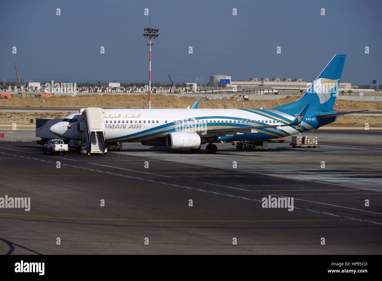 View of the Muscat International Airport (MCT), formerly Seeb International Airport. It is the main airport in Oman and the hub for Oman Air. Stock Photo