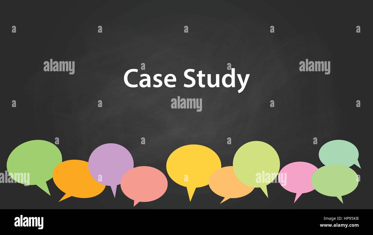 case study concept illustration white text with colourful callouts and black background vector