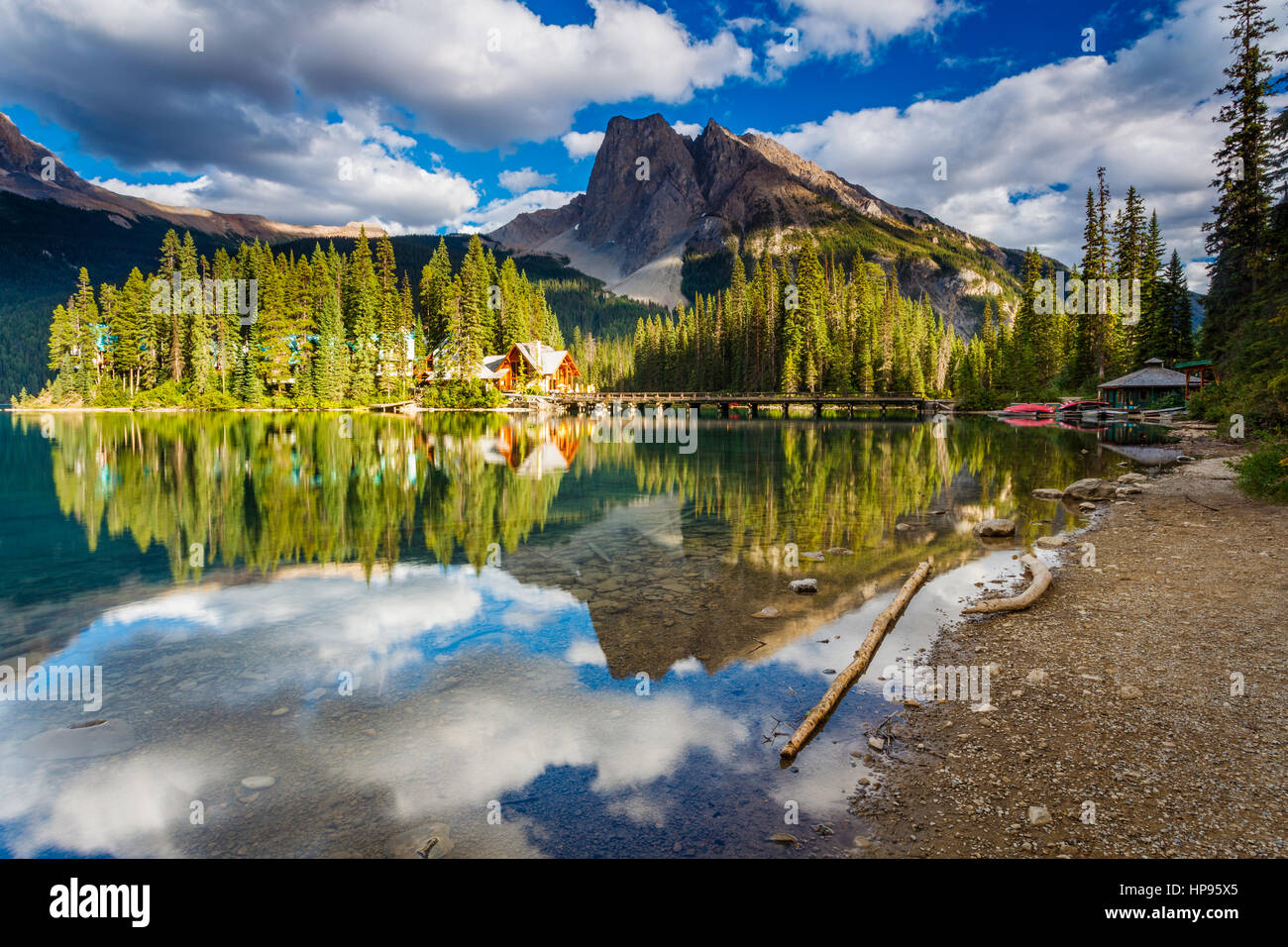 September sunset at Emerald Lake Lodge, in the Canadian Rockies, with