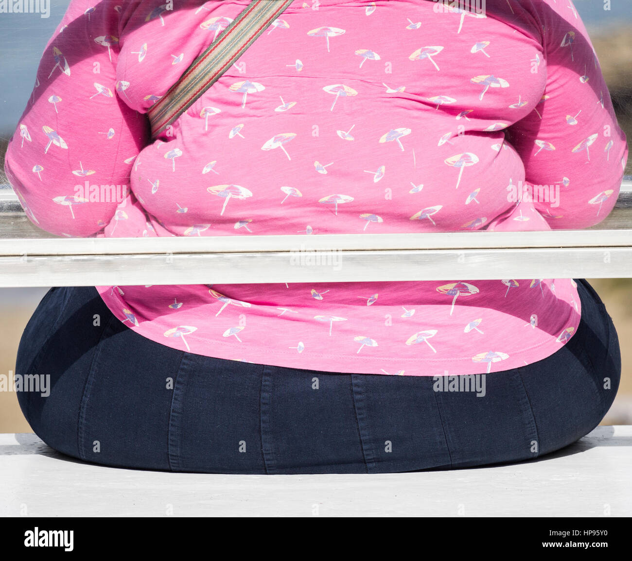 Rear view of obese, overweight female tourist Stock Photo - Alamy