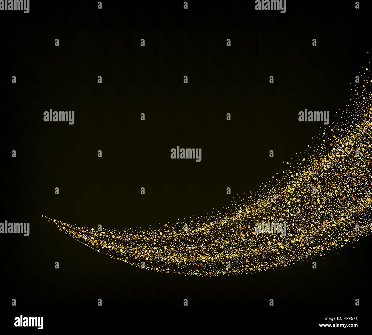 Vector gold dust glitter star wave fireworks abstract black background ...