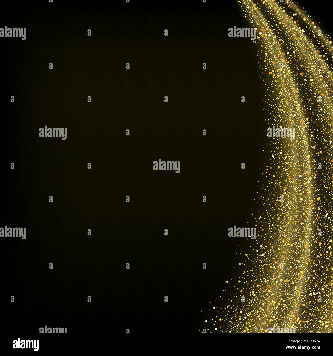 Vector gold dust glitter star wave fireworks abstract black background ...