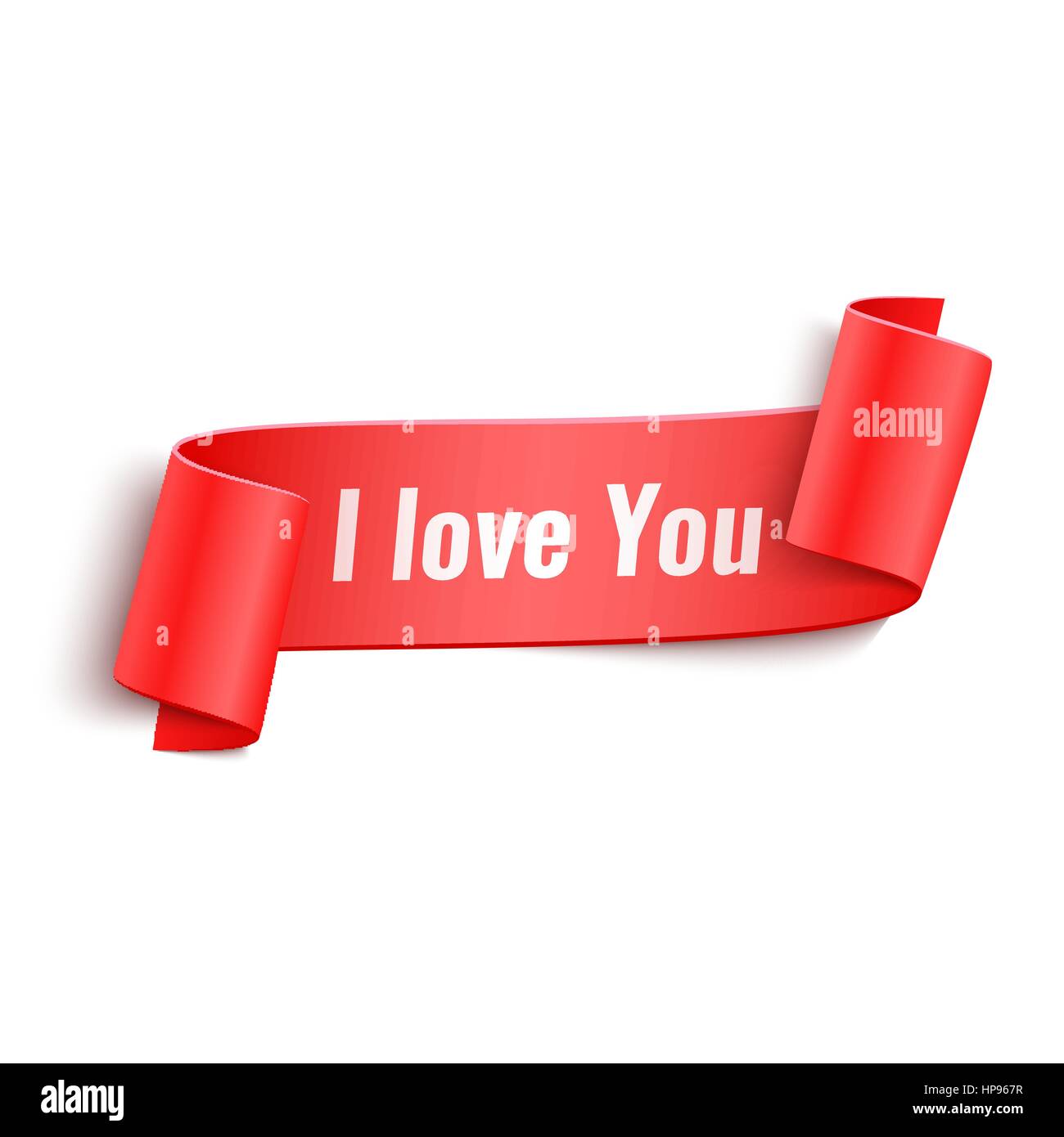Vector 3d Red Curved Paper Banner with I Love You Text Stock Vector ...