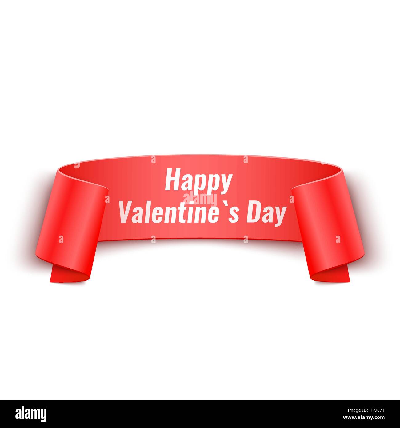 Vector 3d Red Curved Paper Banner with Happy Valentines Day Text Stock ...