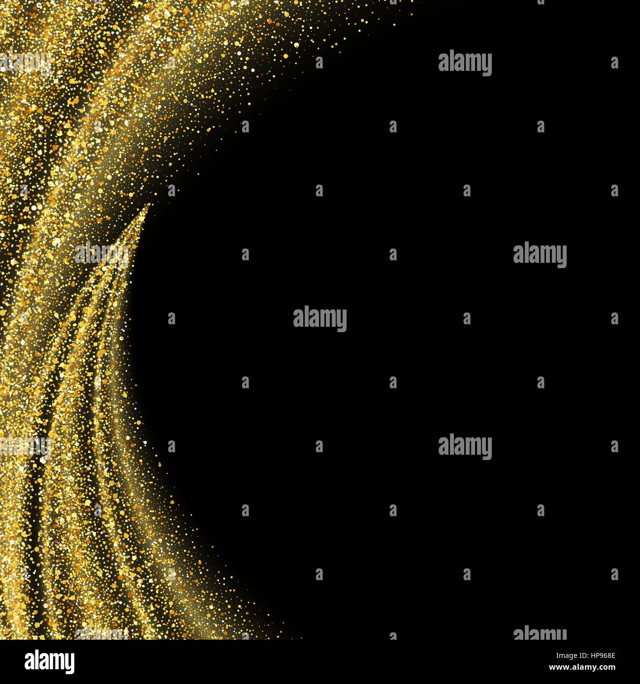 Vector gold glitter wave abstract background, golden sparkles on black ...