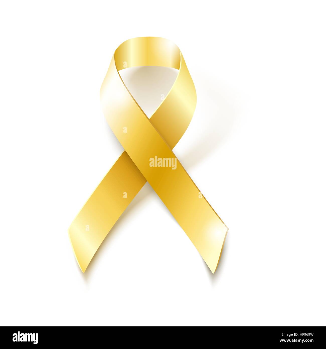 Gold ribbon isolated on white background. Childhood Cancer Awareness vector design element. Stock Vector