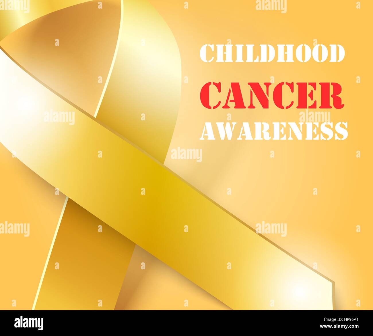 Childhood Cancer Awareness concept , golden background with gold ribbon, vector illustration Stock Vector