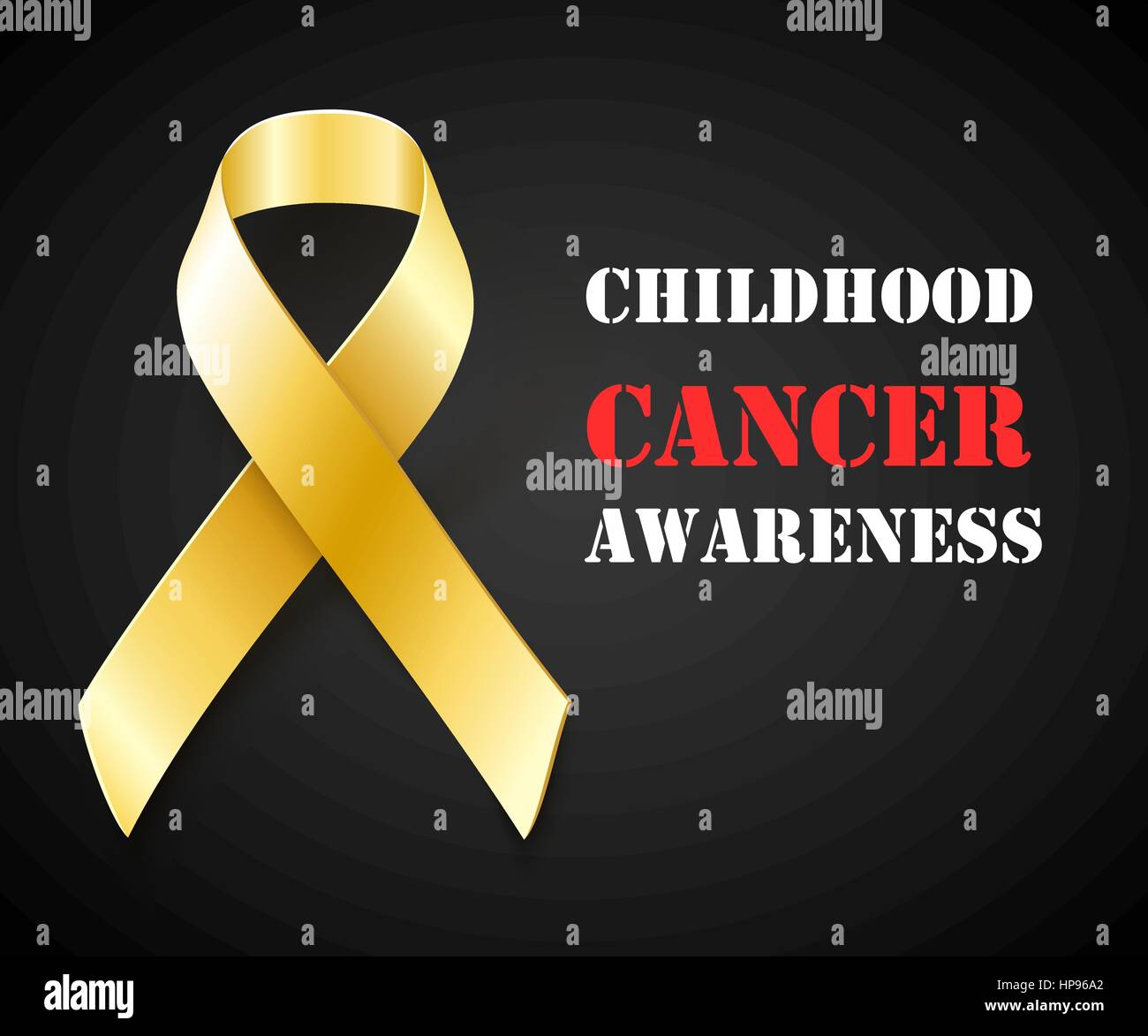 Childhood Cancer Awareness concept , black background with gold ribbon, vector illustration Stock Vector