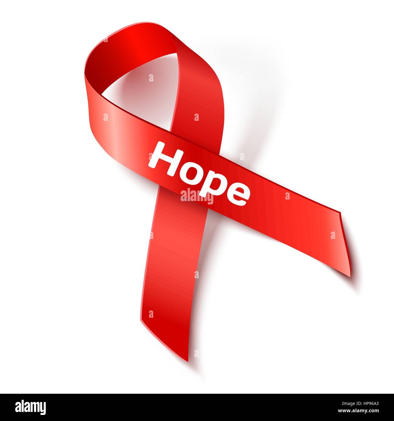 Awareness World Cancer Day Red Ribbon. Hope Concept. Vector Design Element isolated on white background Stock Vector