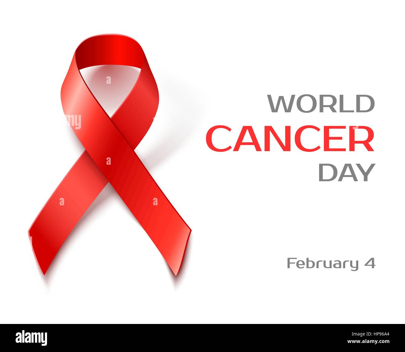Awareness World Cancer Day background with red ribbon, vector illustration Stock Vector