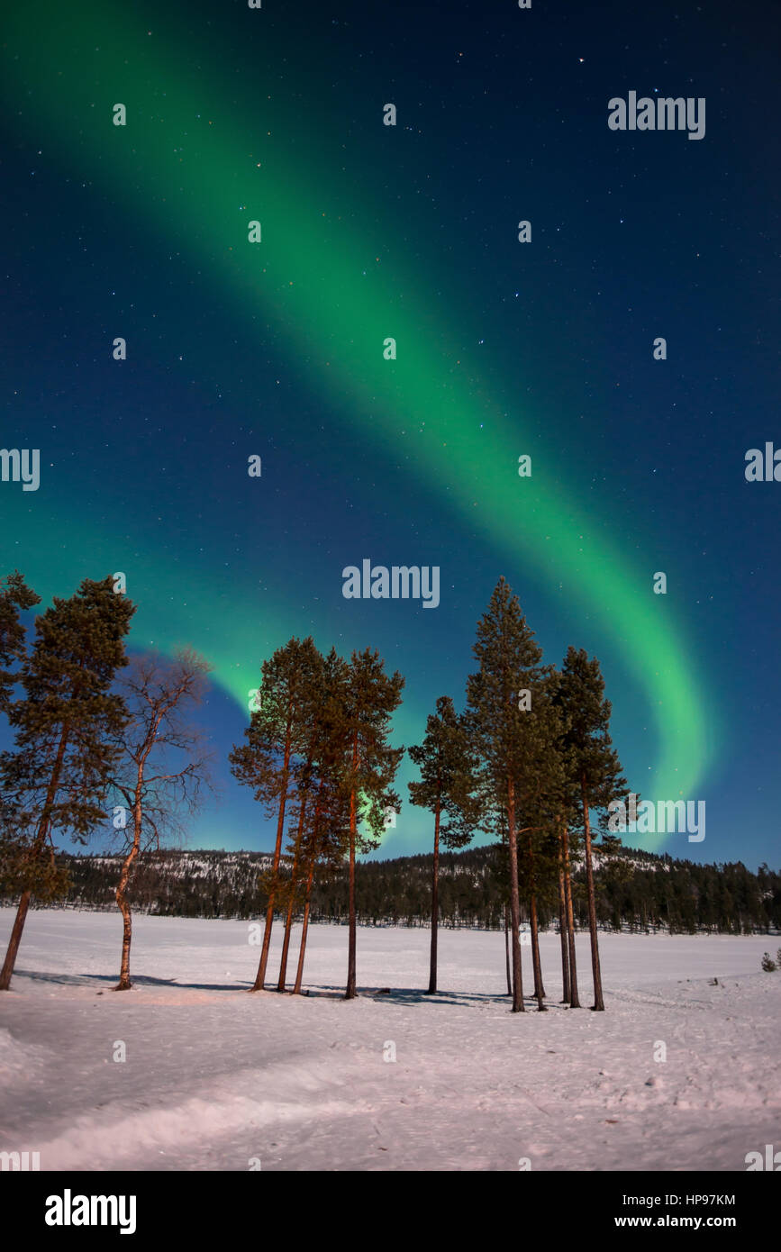Northern lights, Aurora Borealis in Lapland, Finland Stock Photo