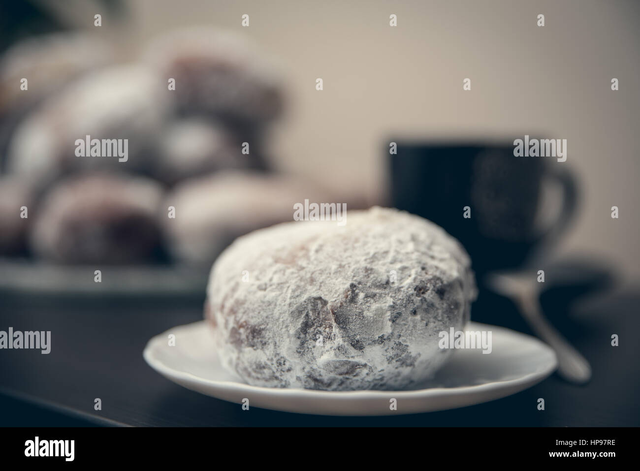 One fresh handmade doughnut prepeared for fat thursday Stock Photo