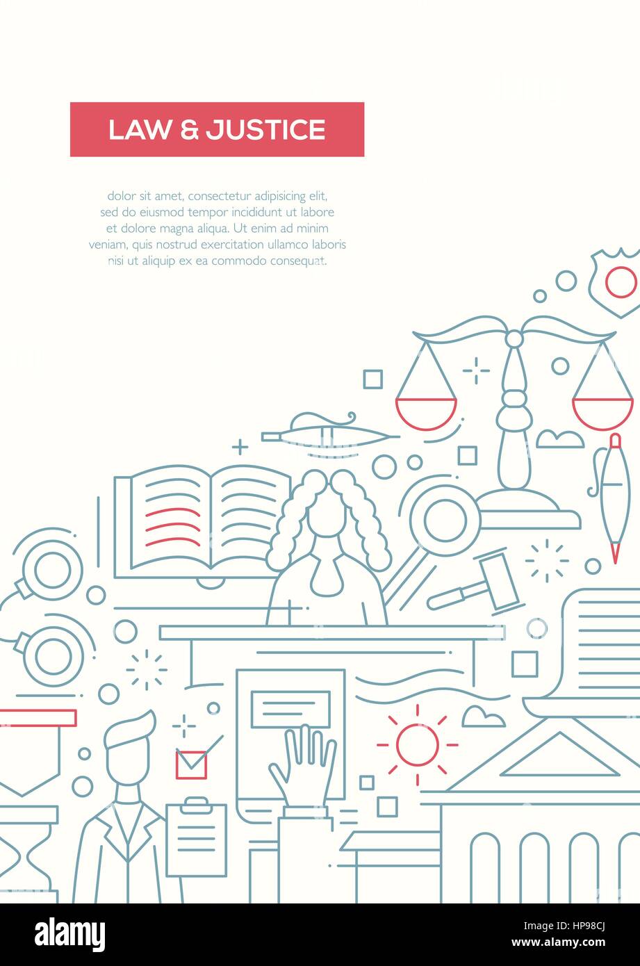 Law and Justice line design brochure poster template A4 Stock Vector Image & Art Alamy