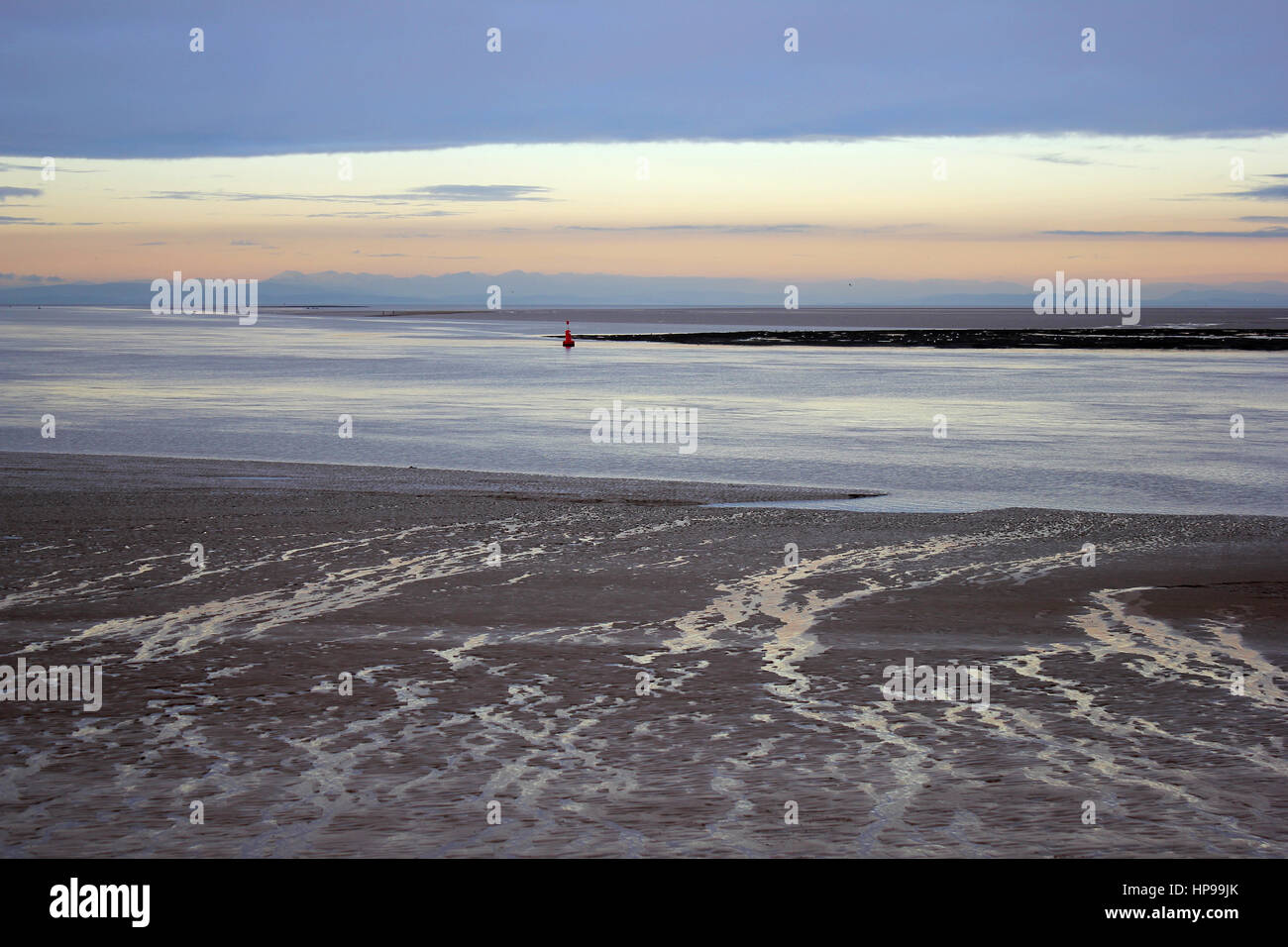 Wintery Sunset At Fleetwood, Lancashire Stock Photo
