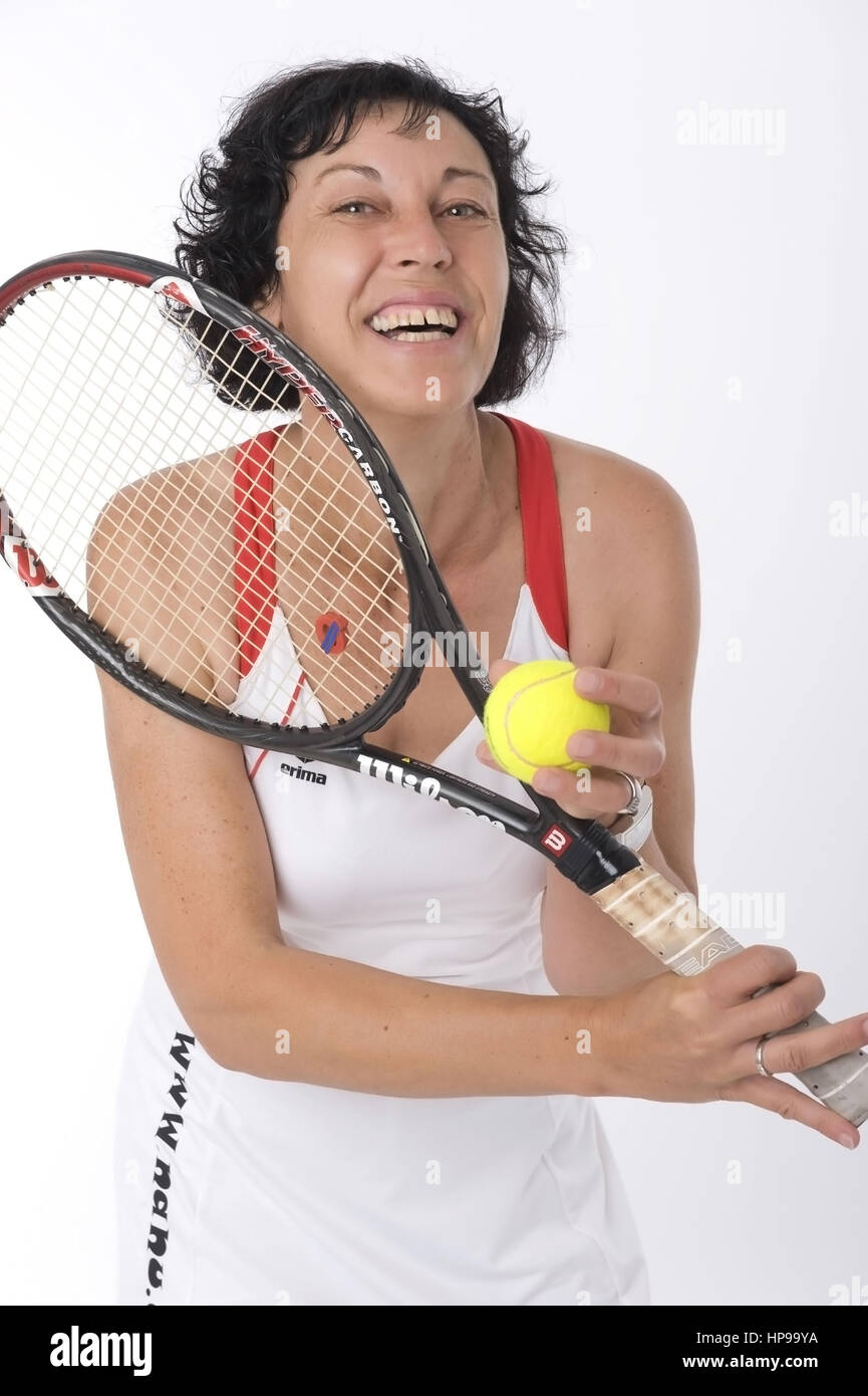 Model released , Tennisspielerin, 40+ - female tennis player Stock Photo -  Alamy