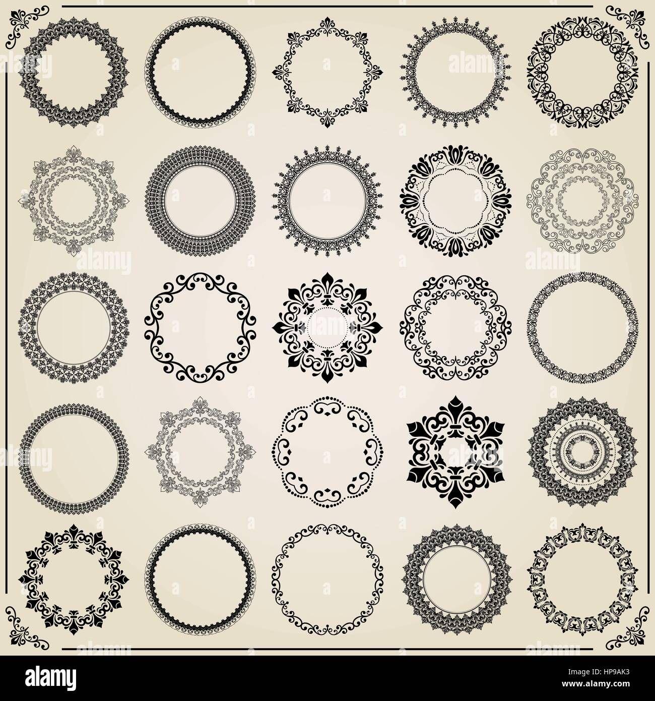 Vintage Set of Vector Round Elements Stock Vector Image & Art - Alamy