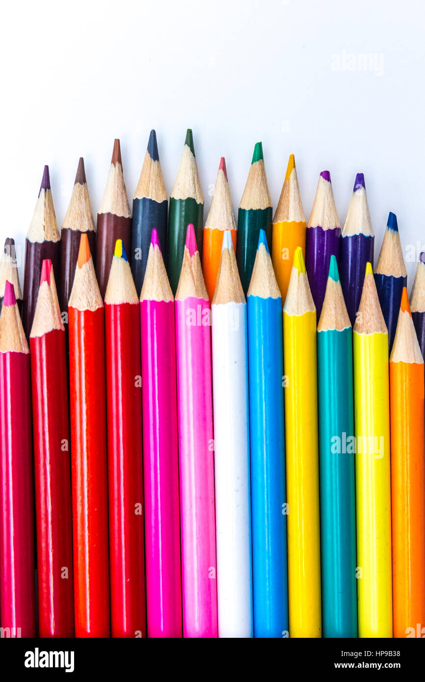 vibrant colour pencils in portrait Stock Photo - Alamy