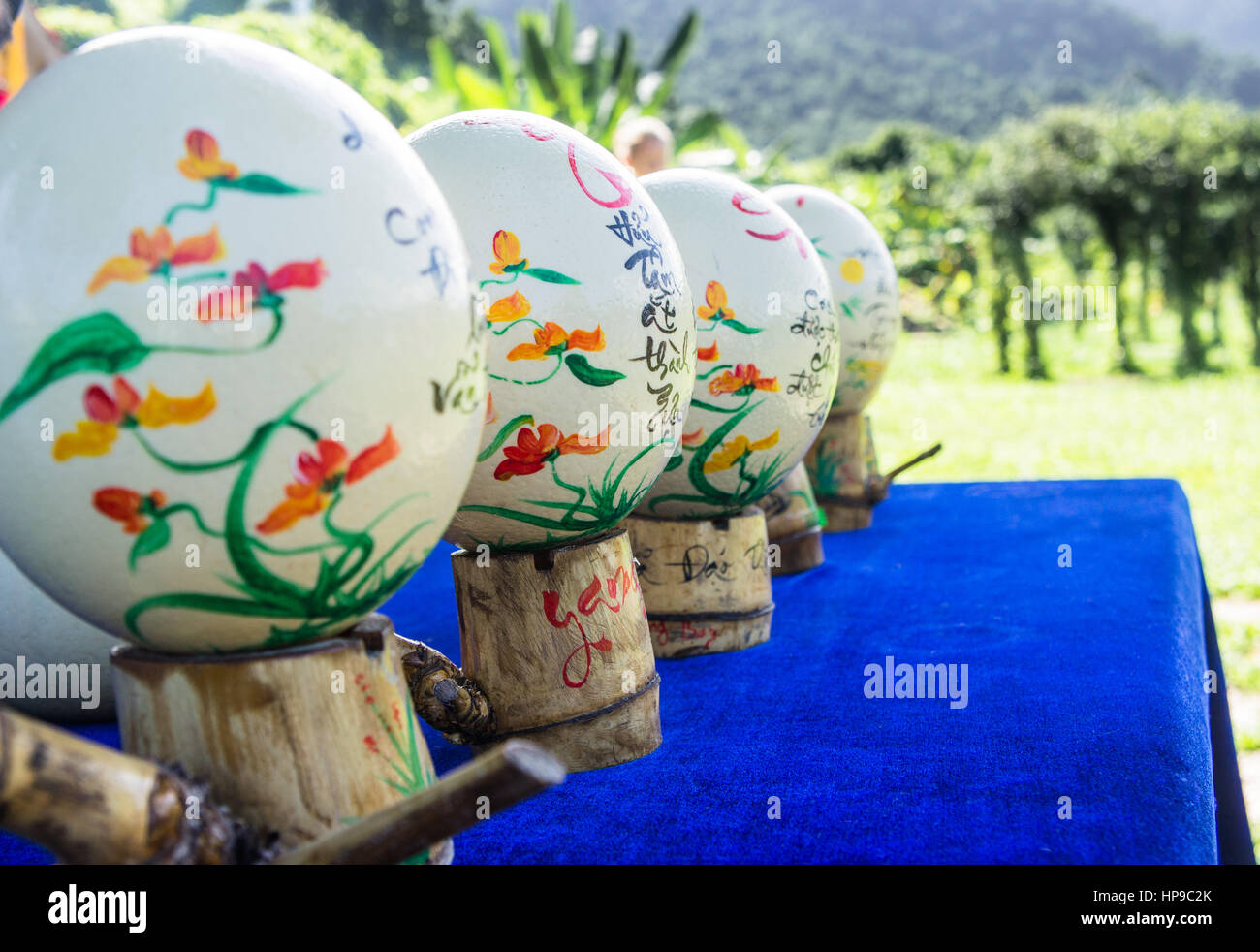 a gift shop. painted ostrich eggs. wishes for eggs Stock Photo Alamy