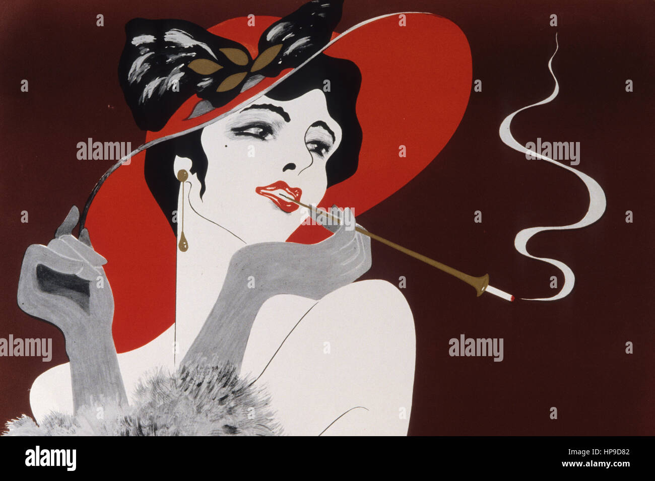 alberto Paronelli collection,Gavirate,printing of woman smoking with a cigarette holder,1920 Stock Photo
