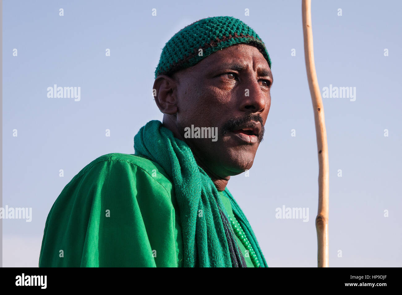 SUDAN, OMDURMAN: Every Friday the sufis of Omdurman, the other half of Northern Sudan's capital Khartoum, gather for their 'dhikr' - chanting and danc Stock Photo