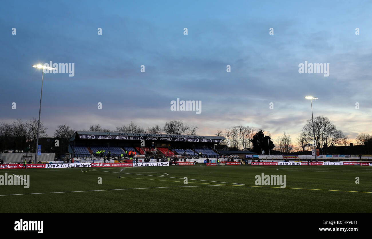 A general view of Gander Green Lane before the Emirates FA Cup, Fifth