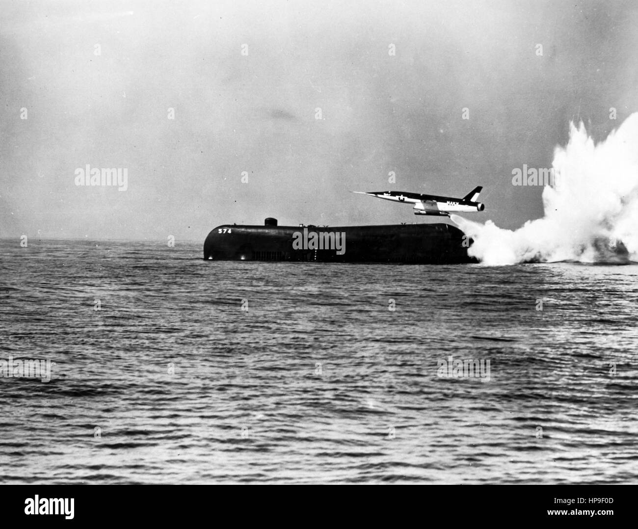 Regulus II cruise missile,launched from the submarine Greyback,pacific ocean,50s Stock Photo