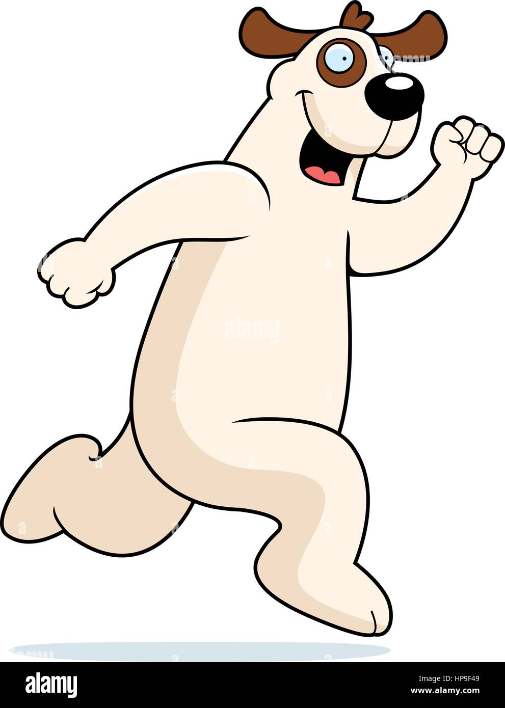 A happy cartoon dog running and smiling. Stock Vector