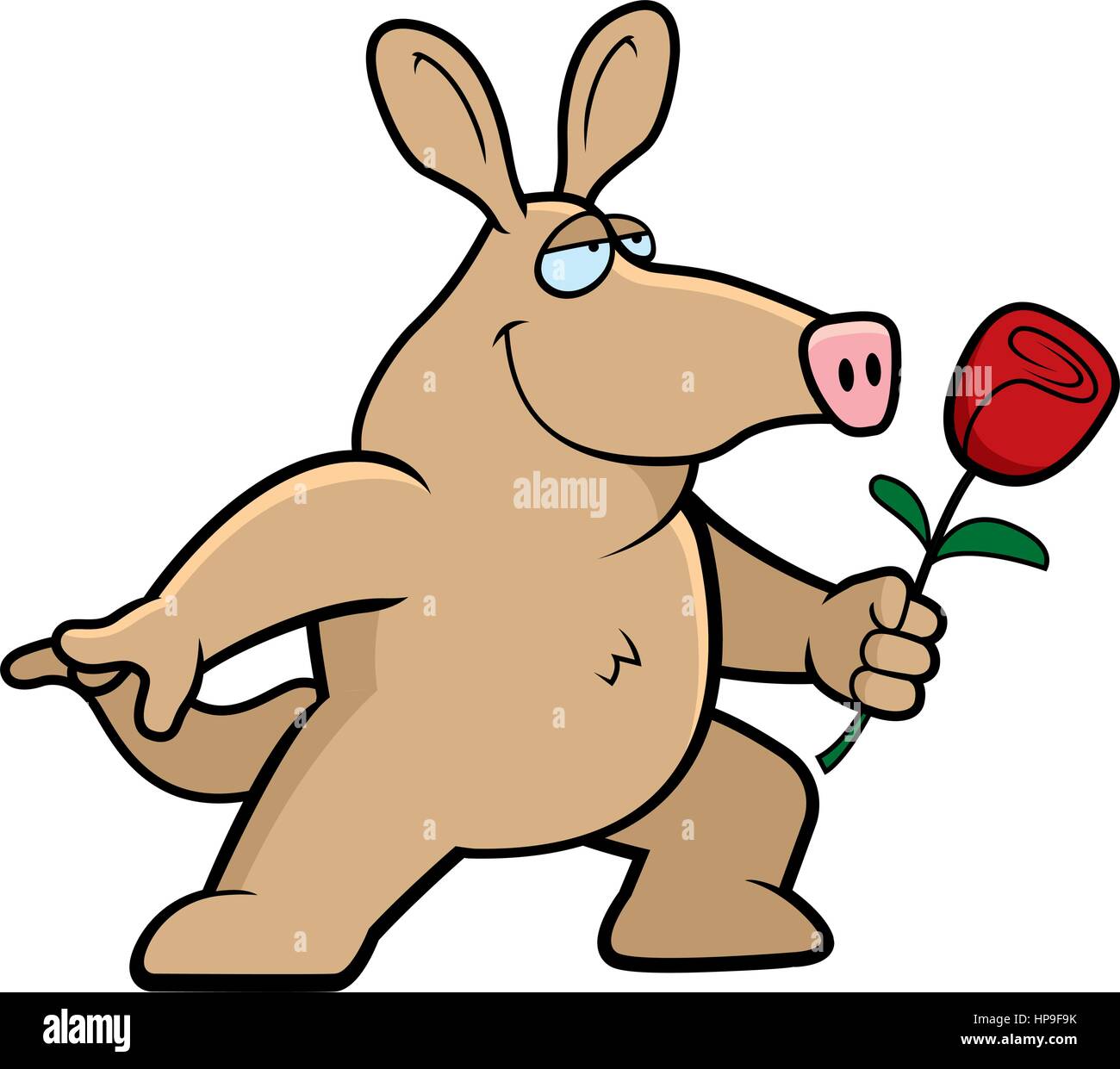 A happy cartoon aardvark with a flower Stock Vector Image & Art - Alamy