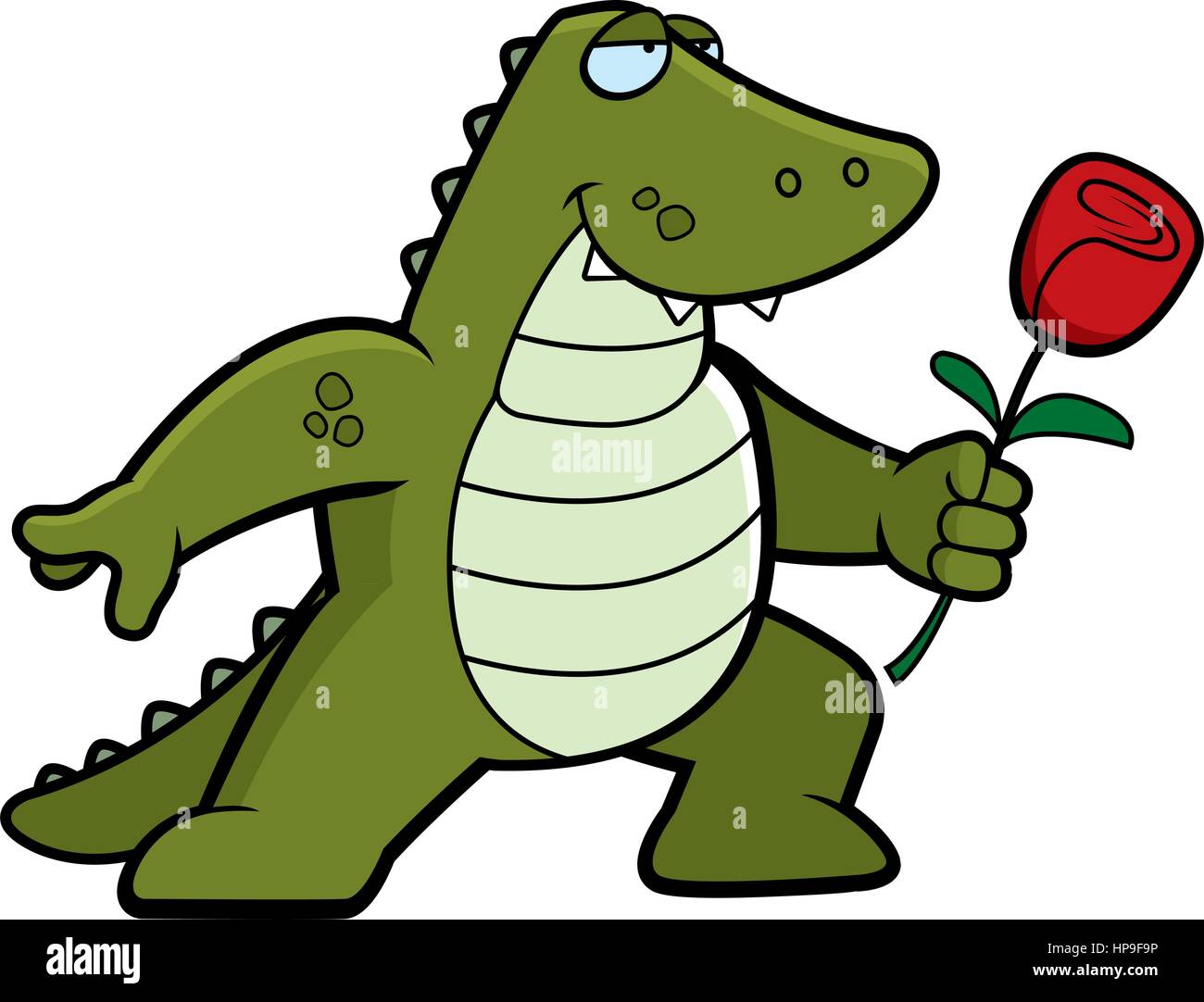 A happy cartoon alligator with a flower Stock Vector Image & Art Alamy