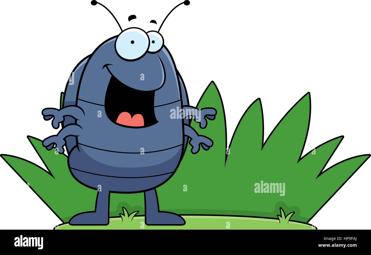A happy cartoon pill bug standing in the grass Stock Vector Image & Art