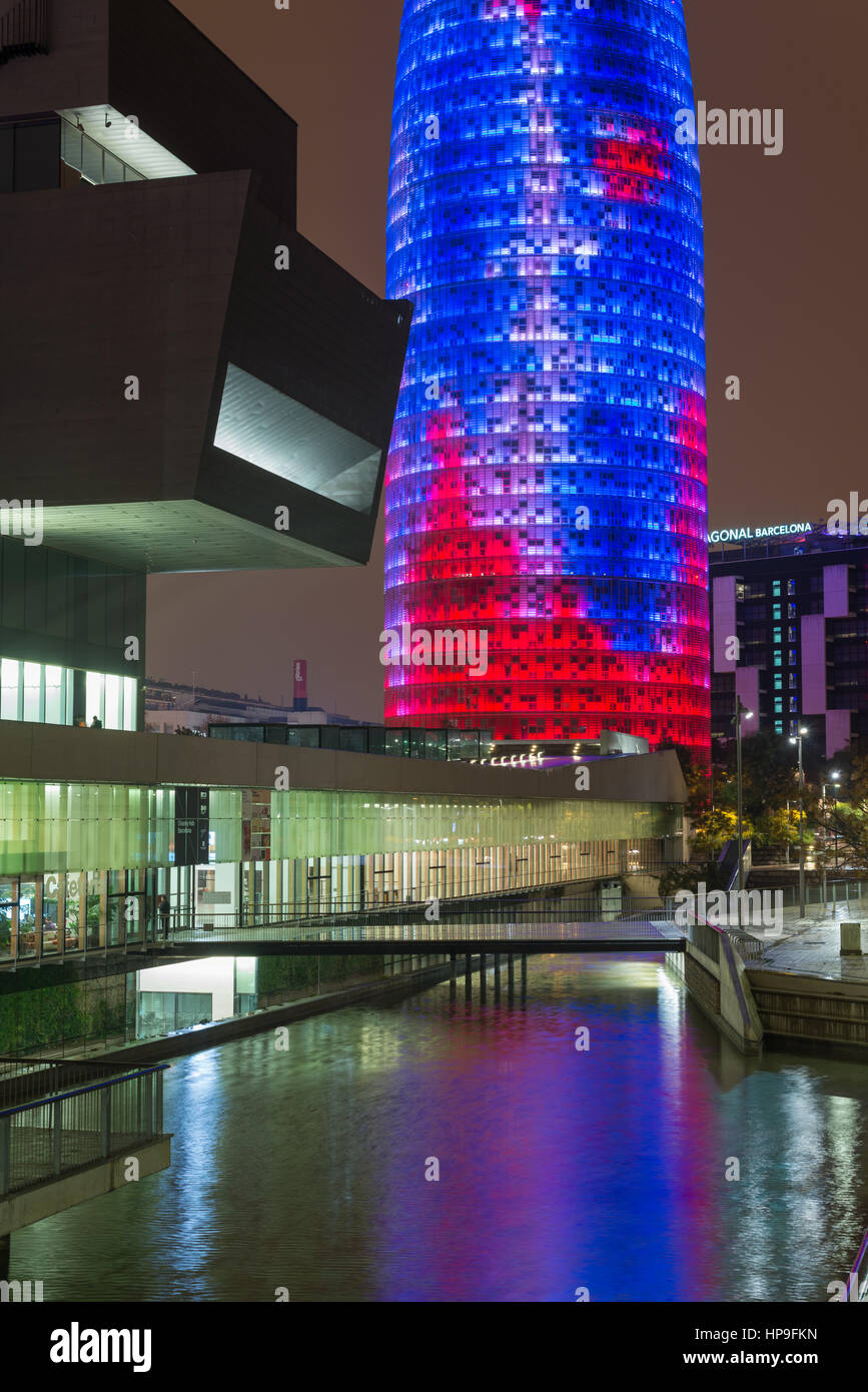 Building Design Hub Barcelona, by MBM architects. Agbar Tower, by Jean Nouvel. Glories district. Barcelona. Spain Stock Photo