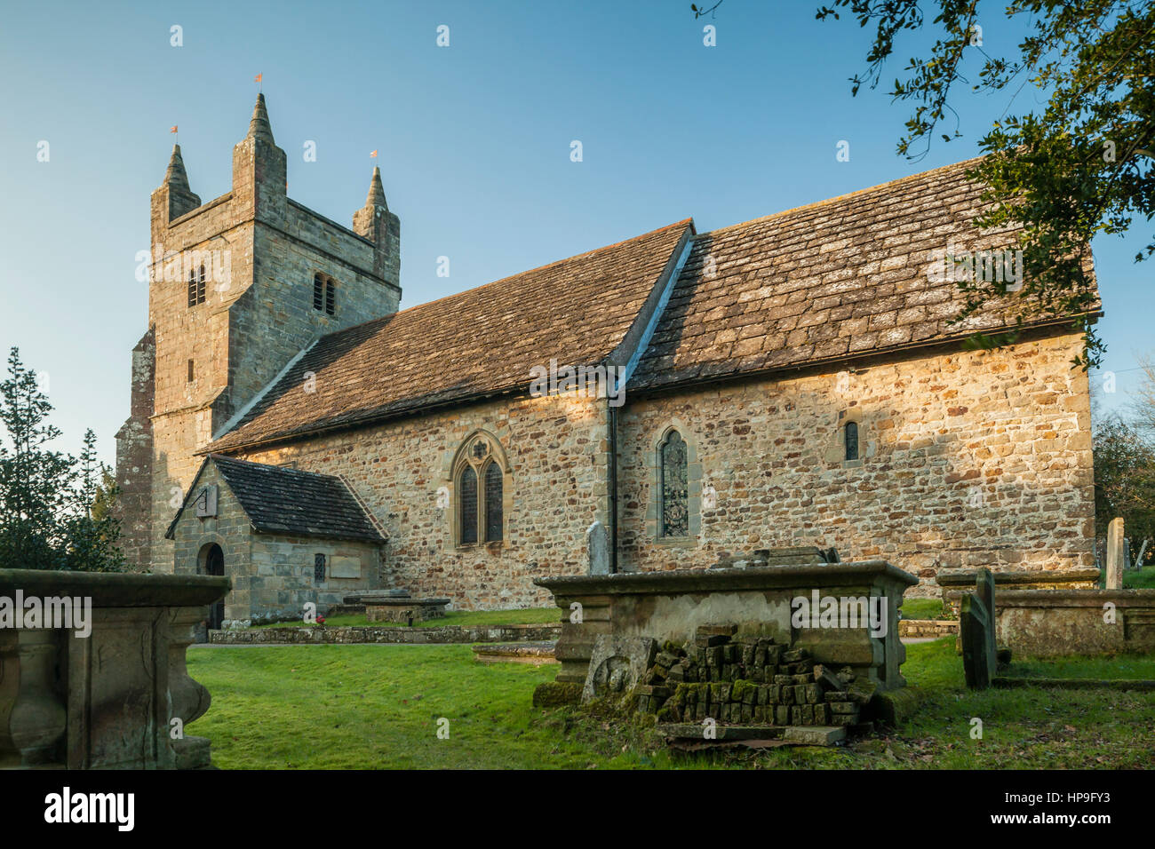 Sunny winter evening in Bolney village, West Sussex, England Stock