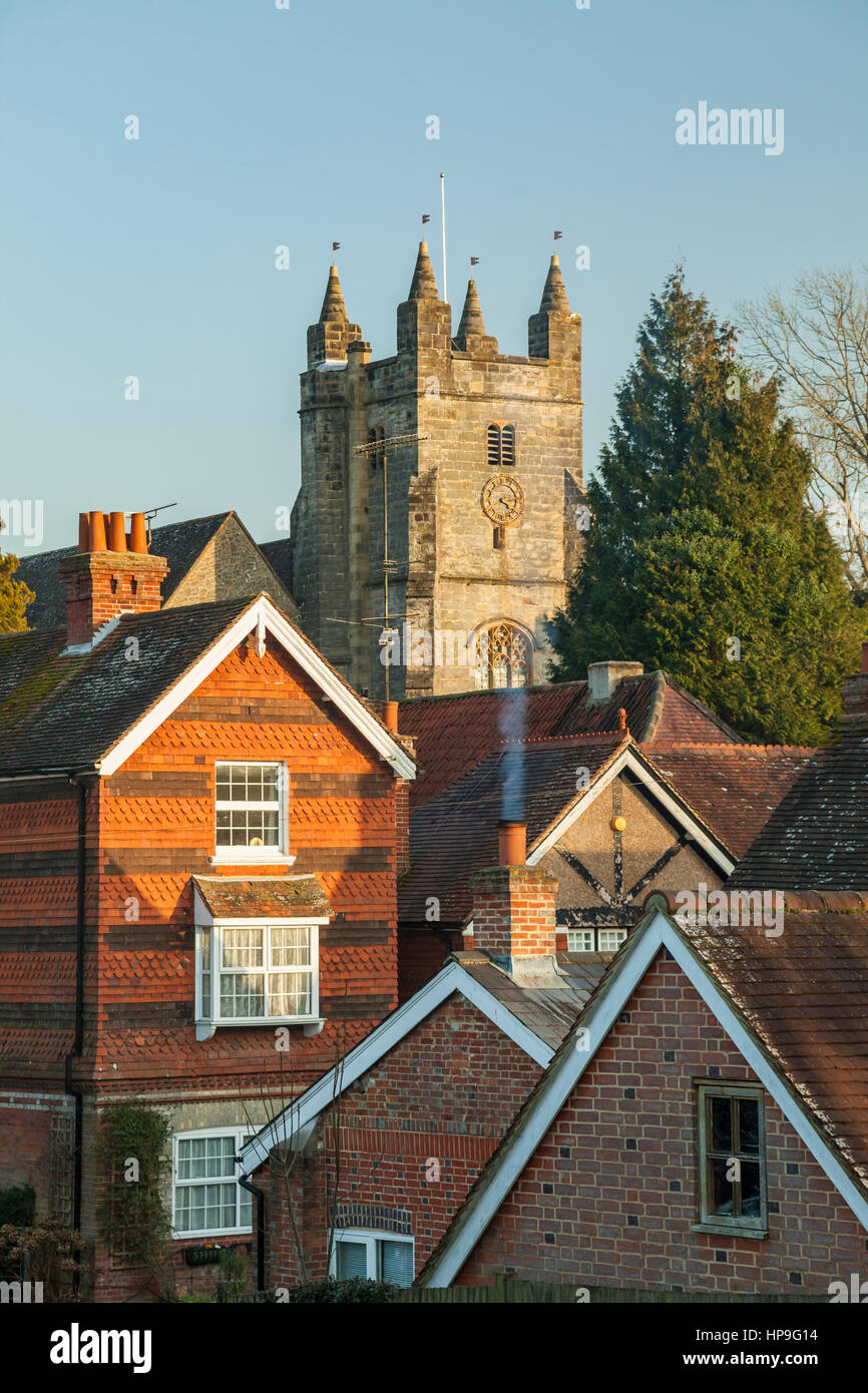 Sunny winter evening in Bolney village, West Sussex, England Stock