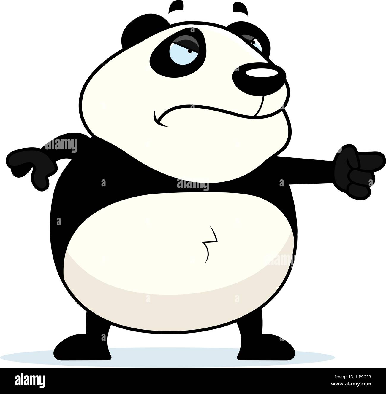 A cartoon panda with an angry expression. Stock Vector