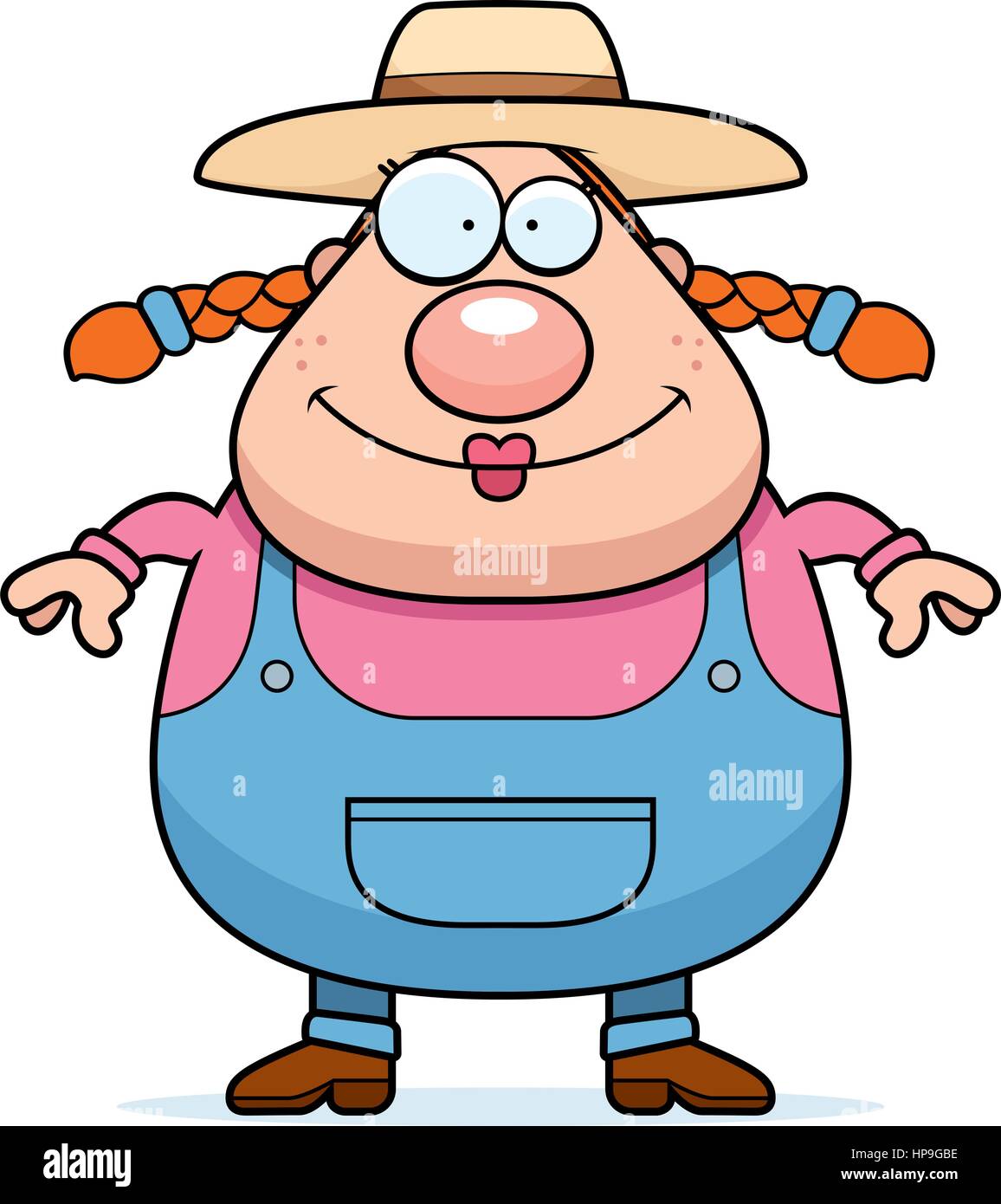 A happy cartoon farm girl standing and smiling Stock Vector Image & Art ...