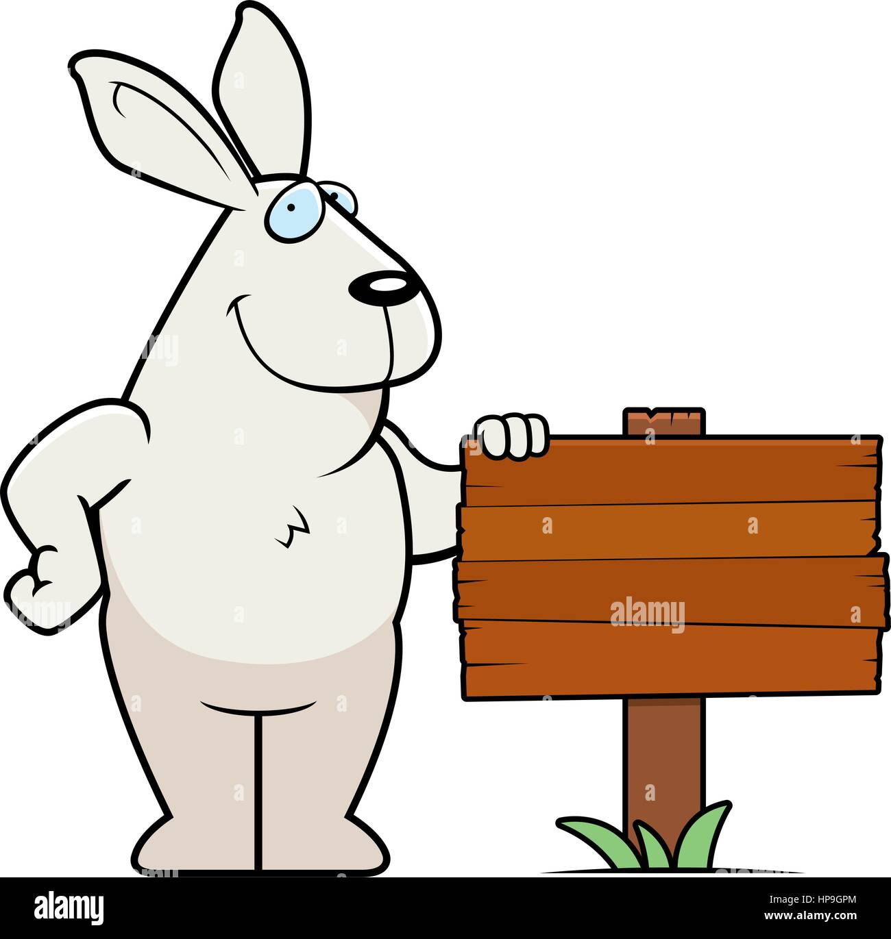 End Sign Rabbit Cartoon A happy cartoon rabbit standing next to a wood sign Stock Vector Image ...