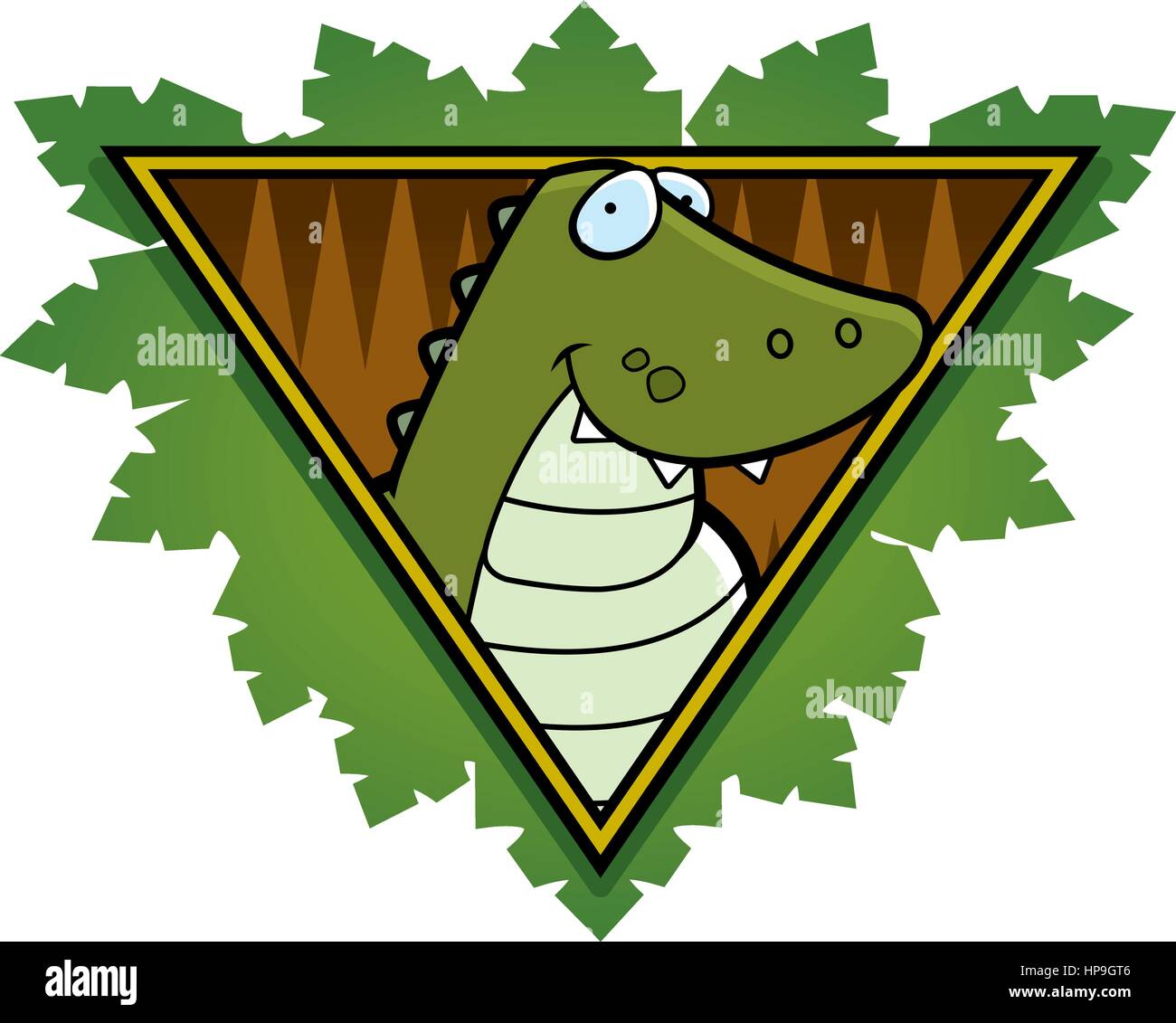 A happy cartoon crocodile on a safari themed icon. Stock Vector