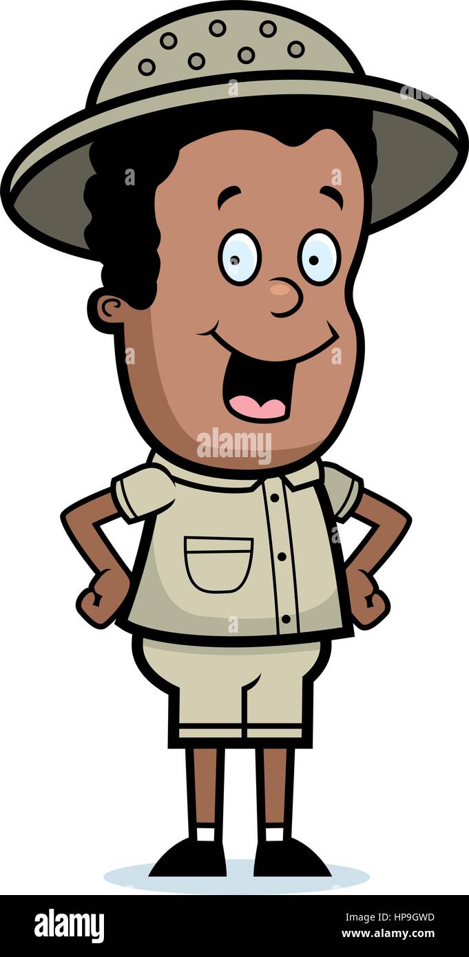 A happy cartoon child explorer standing and smiling Stock Vector Image ...