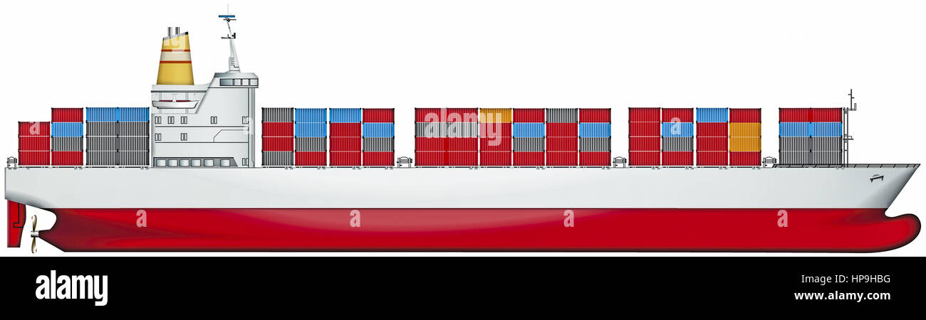 Containerschiff, Computergrafik Stock Photo