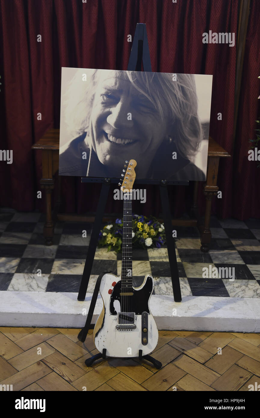 The funeral of Status Quo guitarist Rick Parfitt at Woking Crematorium