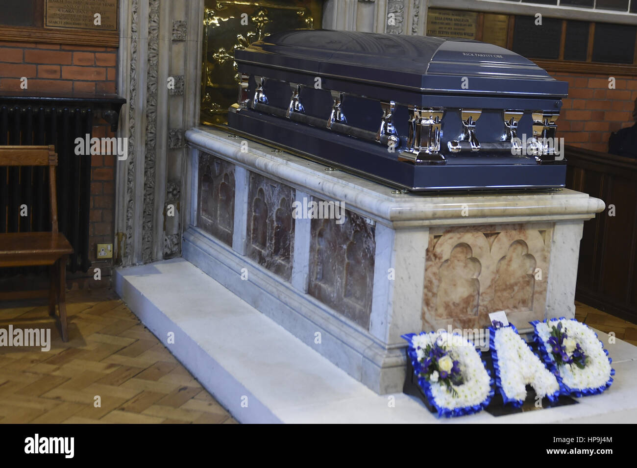 The funeral of Status Quo guitarist Rick Parfitt at Woking Crematorium