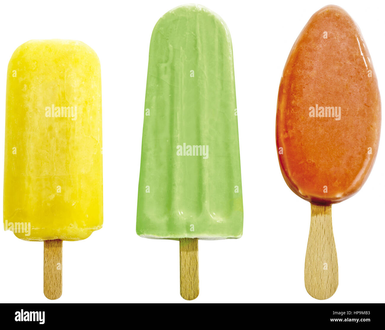 Eis am Stiel, drei Sorten Fruchteis Stock Photo - Alamy
