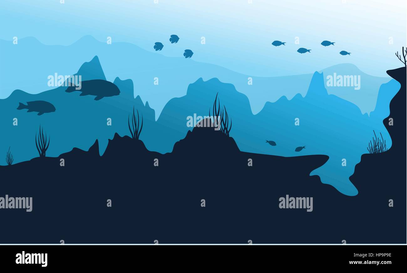 Background underwater landscape of silhouettes vector art Stock Vector ...