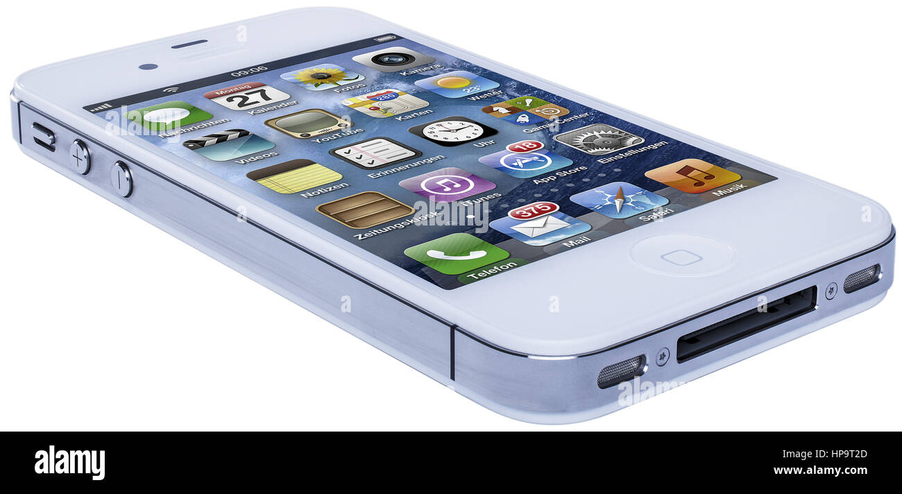 Liegendes, weisses iPhone Stock Photo