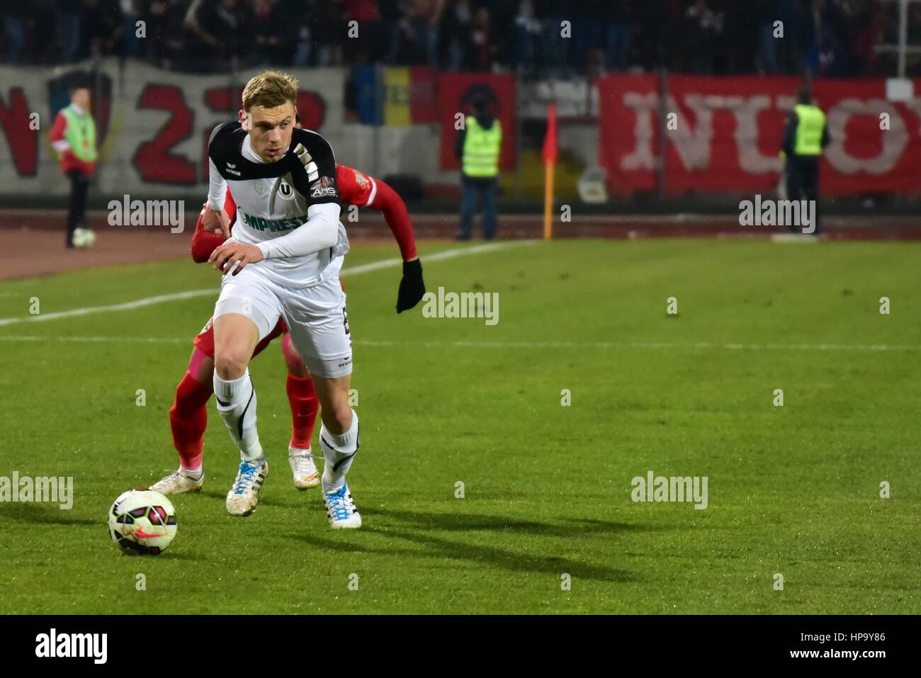 February 28, 2015: Benjamin van den Broek #8 of U Cluj-Napoca in action  during the Liga I game between FC Dinamo Bucharest ROU and FC Universitatea  Cluj ROU at "Dinamo" Stadium, Romania