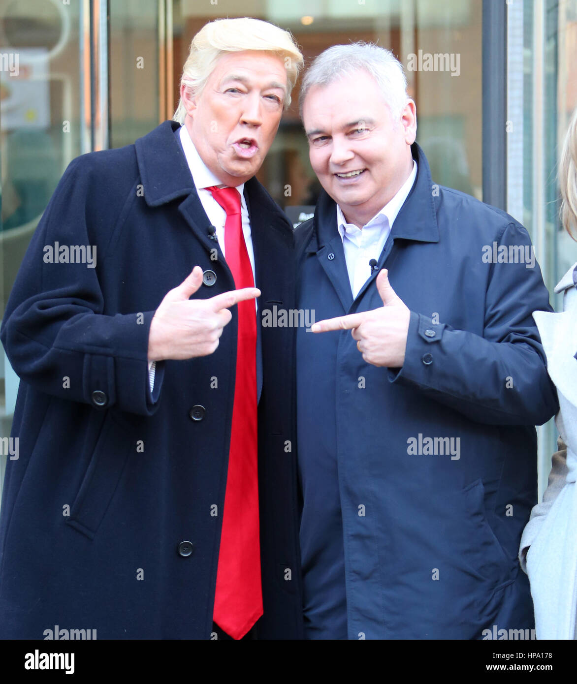 Ruth Langsford and Eamonn Holmes filming outside ITV Studios with a Donald Trump look alike  Featuring: Ruth Langsford, Eamonn Holmes Where: London, United Kingdom When: 20 Jan 2017 Credit: Rocky/WENN.com Stock Photo